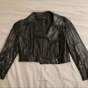 Bebe Cropped Moto Jacket (Black)